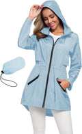 Avoogue Women's Long Raincoat with Hood - Lightweight Waterproof waist
