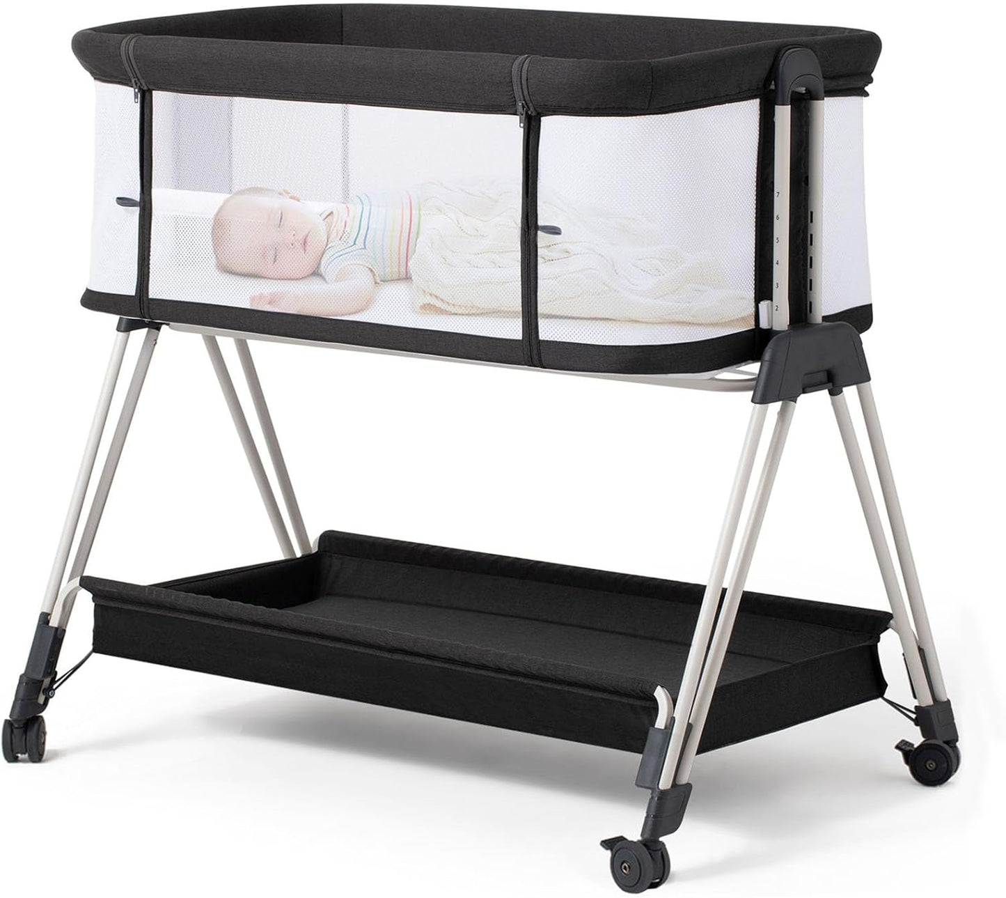 Fodoss Baby Bassinet Bedside Sleeper with Wheels and Storage Tray