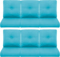 Patio Chair Cushions 6 Pack - Thick Replacement Set 22x24 Teal