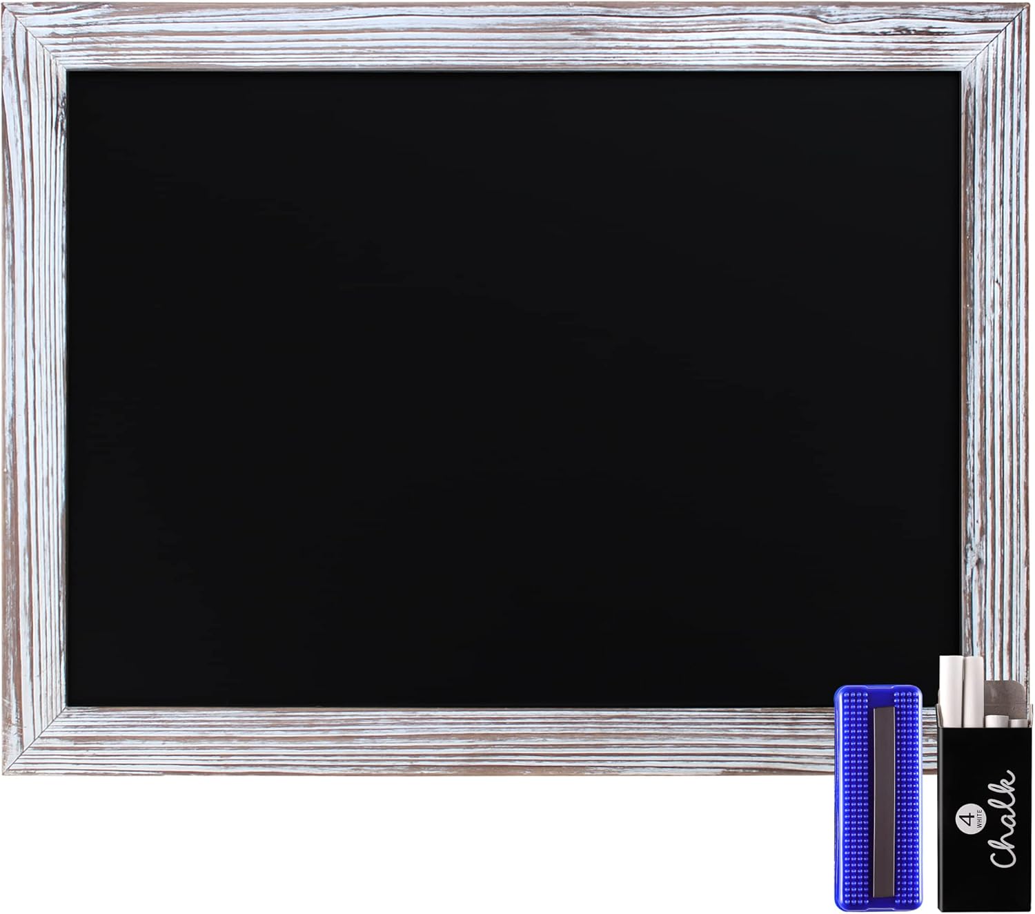 18in x 24in Whitewash Solid Wood Frame Chalkboard for Home Decor