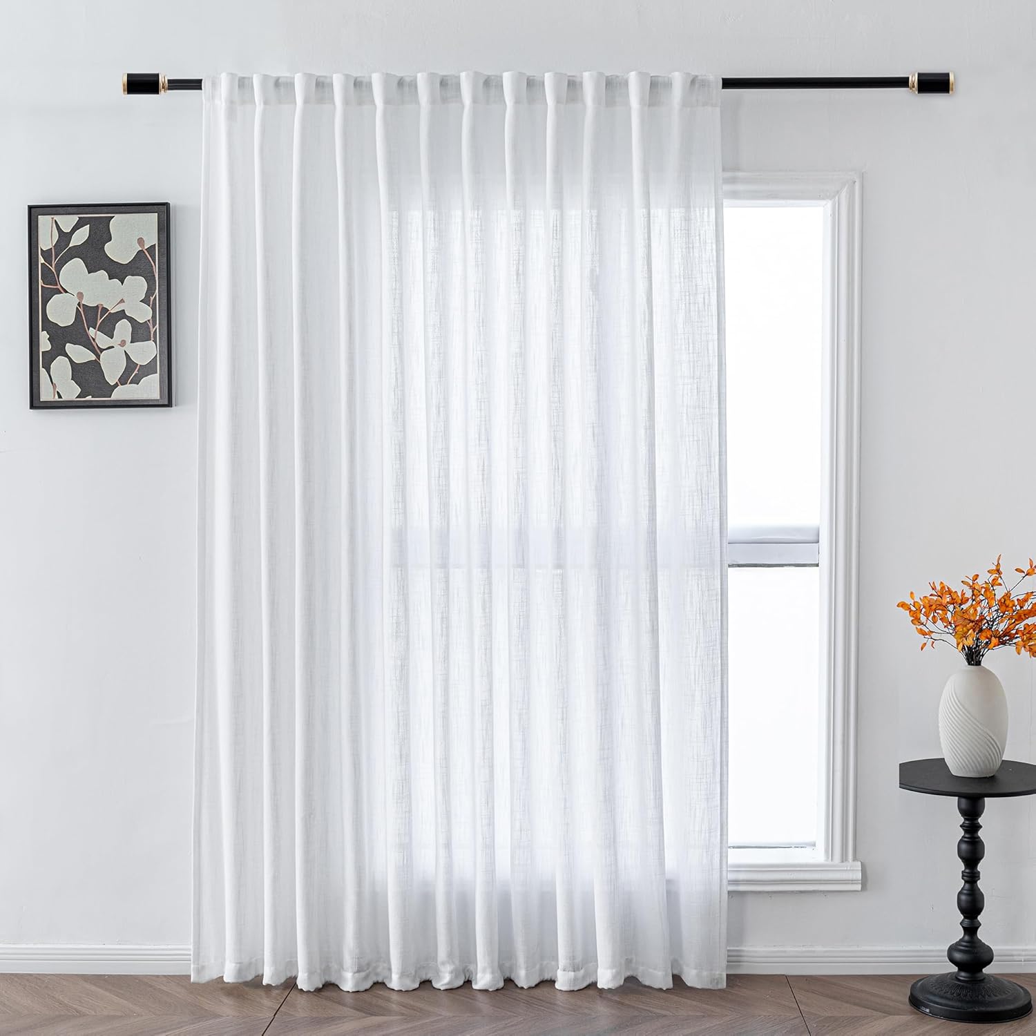 MYSKY HOME White Curtains 84 Inch Length for Living Room Decor