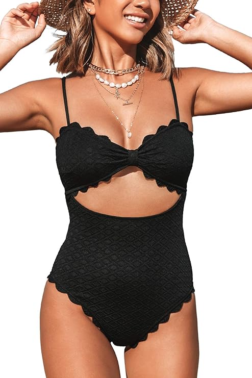 CUPSHE Women's One Piece Swimsuit with Sexy Black Cutout Design