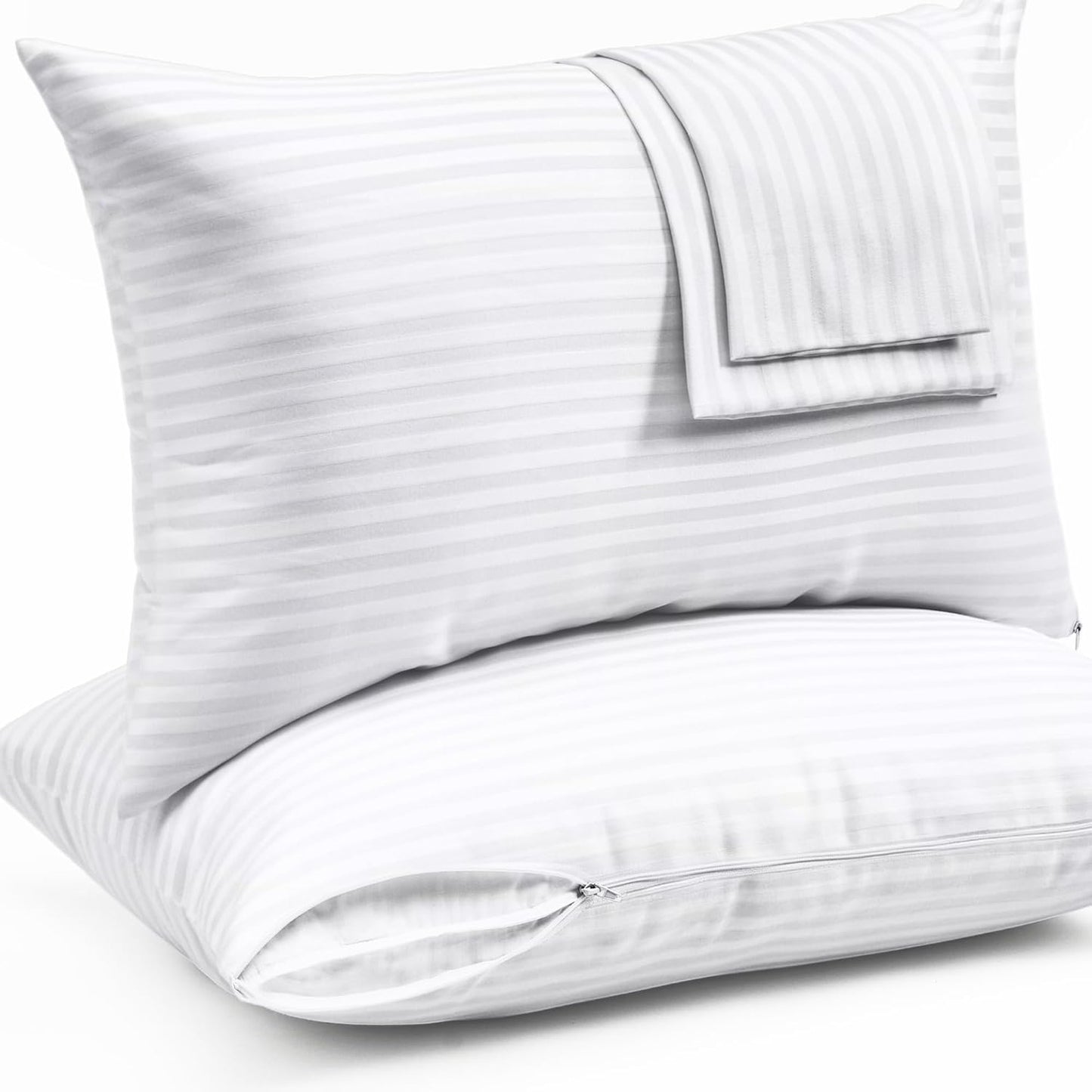 Ultra Soft Pillow Protectors with Zipper - Set of 12 Covers