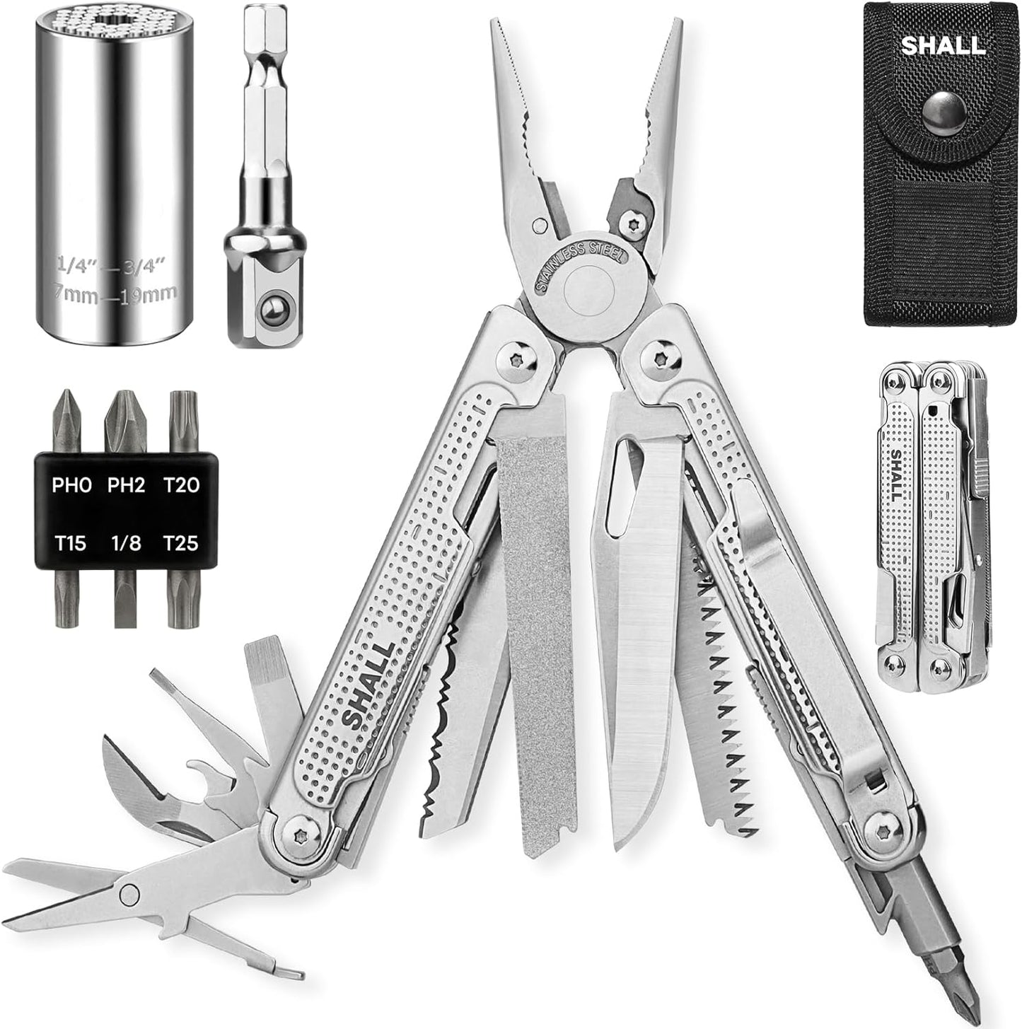 SHALL Multi Tool 18-in-1 Pliers for Camping and Survival Use