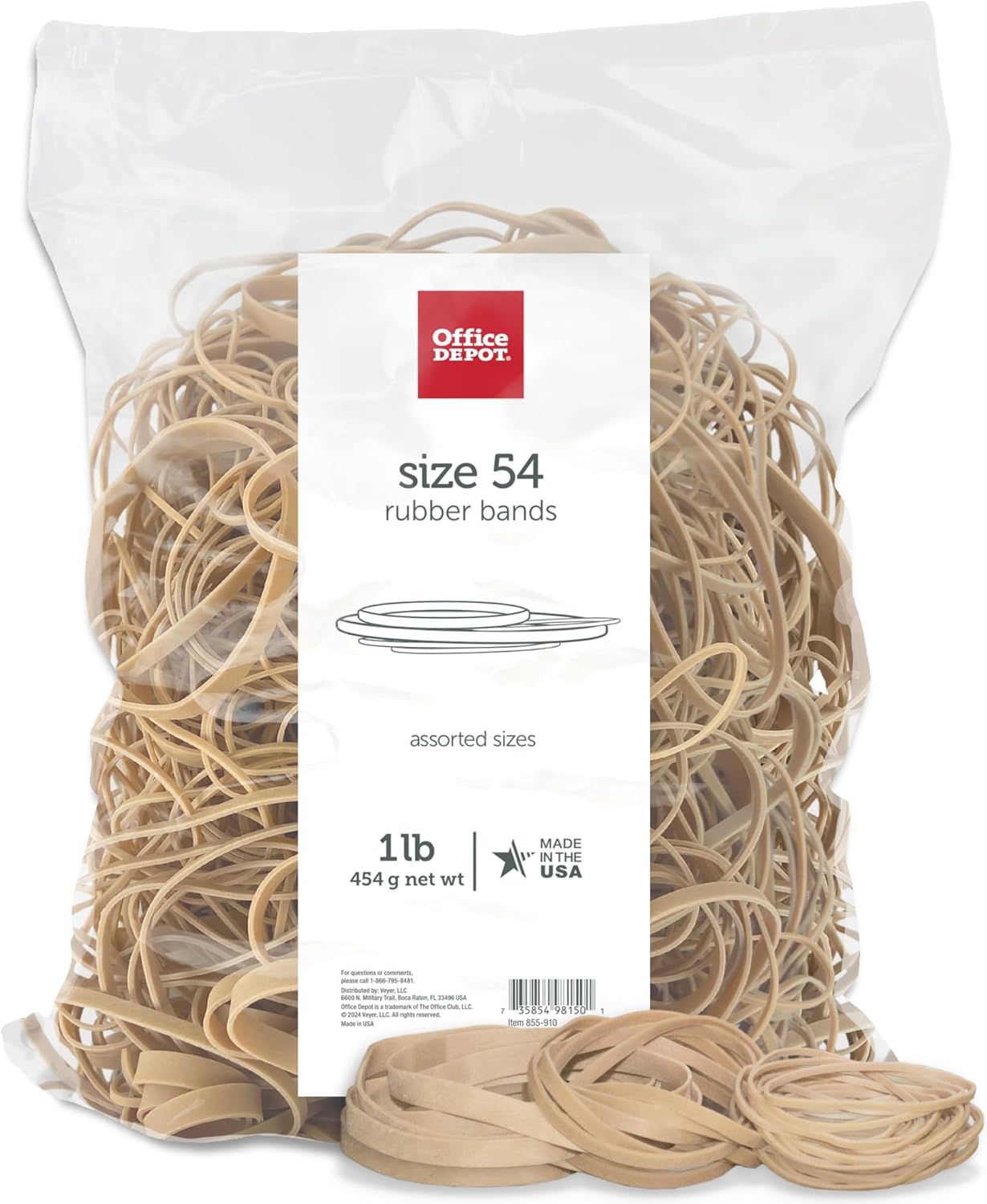 Office Depot #54 Rubber Bands - Variety Pack, 1 lb