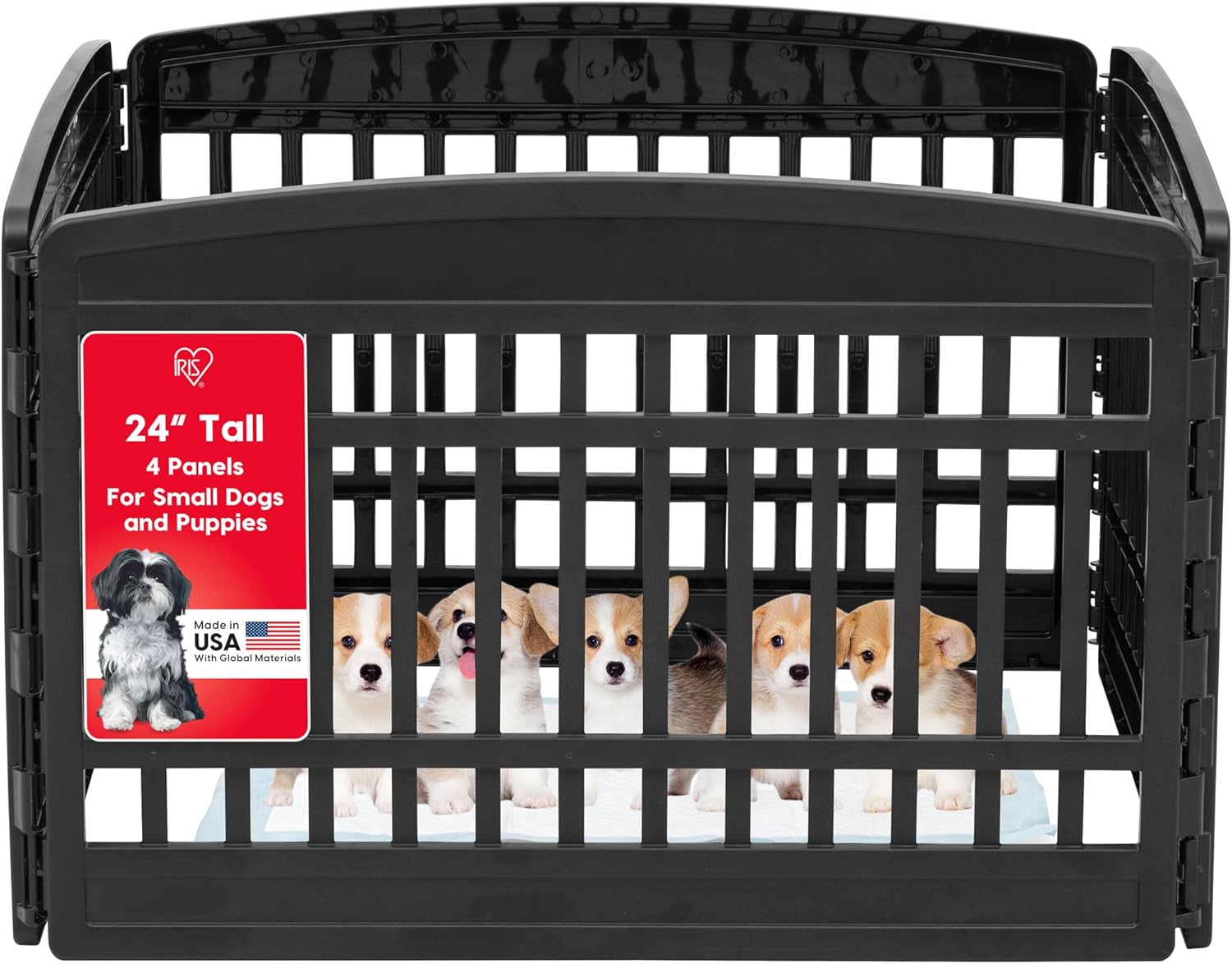 IRIS USA 24in 4-Panel Puppy Playpen for Small Dogs and Puppies