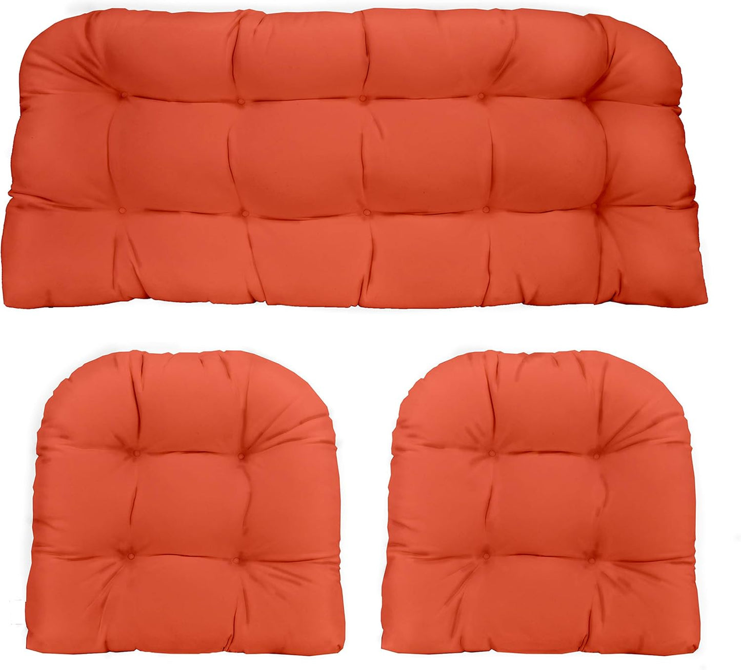 3-Piece Wicker Tufted Cushion Set for Outdoor Loveseat & Chairs