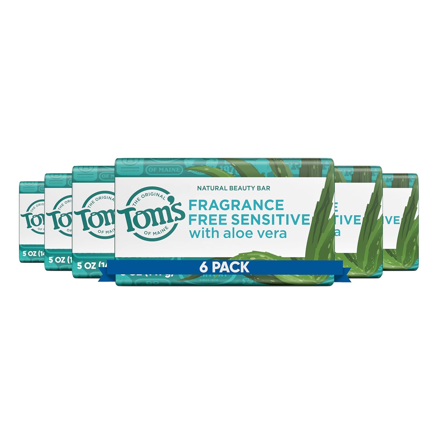 Toms of Maine Natural Beauty Bar Soap for Sensitive Skin, 6 Pack
