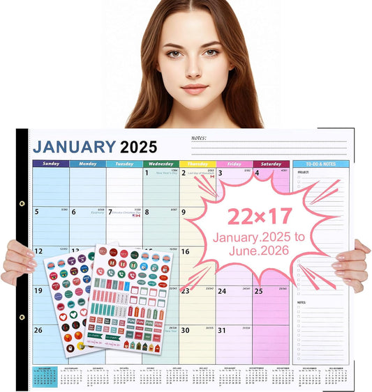 Yochea 18-Month Jumbo Desk Calendar 2025-2026 - Stay Organized Effortlessly
