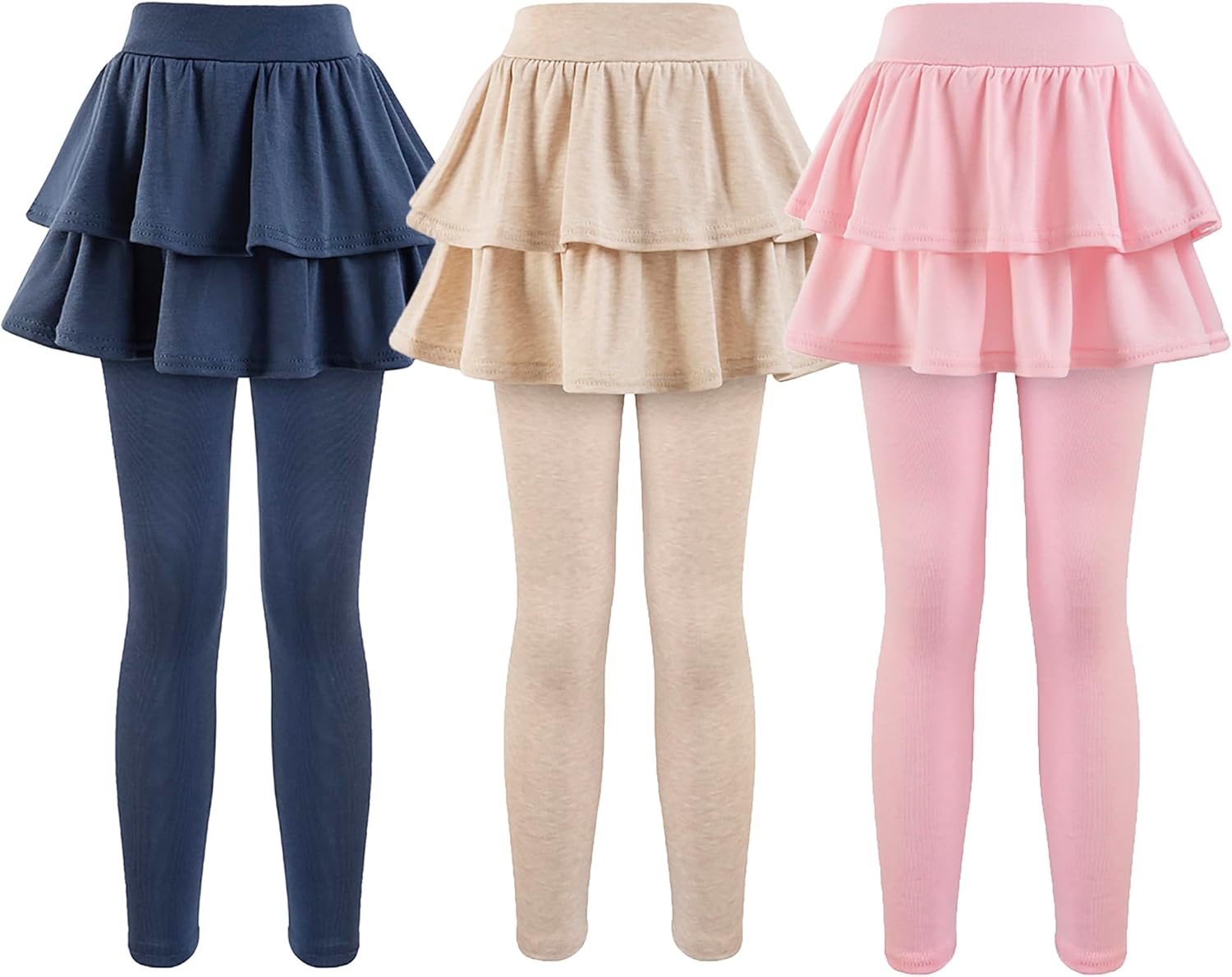 Girls School Uniform Pants Leggings with Skirts for Ages 4-12