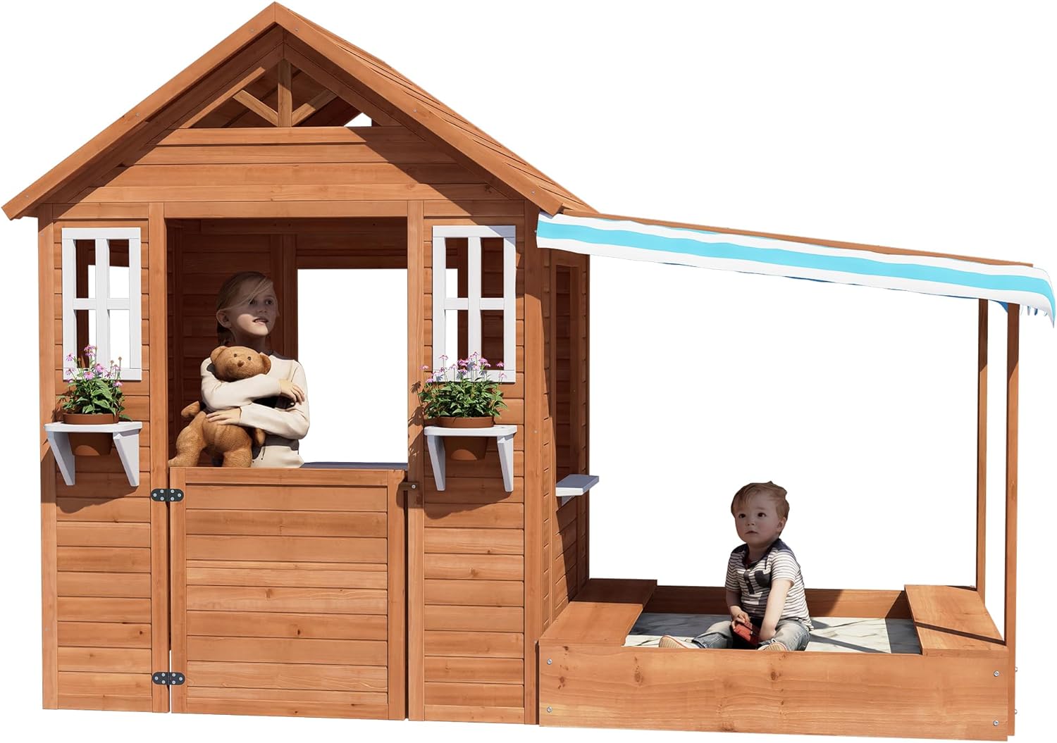BIRASIL Outdoor Playhouse with Sandbox - Kids' Fun Zone