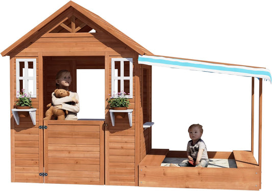 BIRASIL Outdoor Playhouse with Sandbox - Kids' Fun Zone