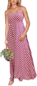 Womens Striped Sleeveless Maxi Dress Square Neck - Flowy Beachwear