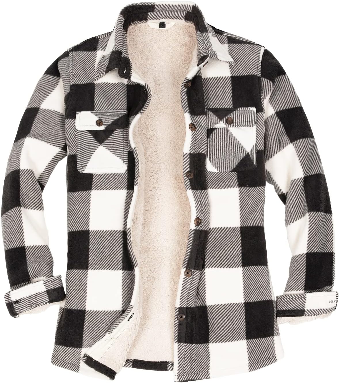 Womens Sherpa Fleece Lined Flannel Shirt Jacket for Warmth