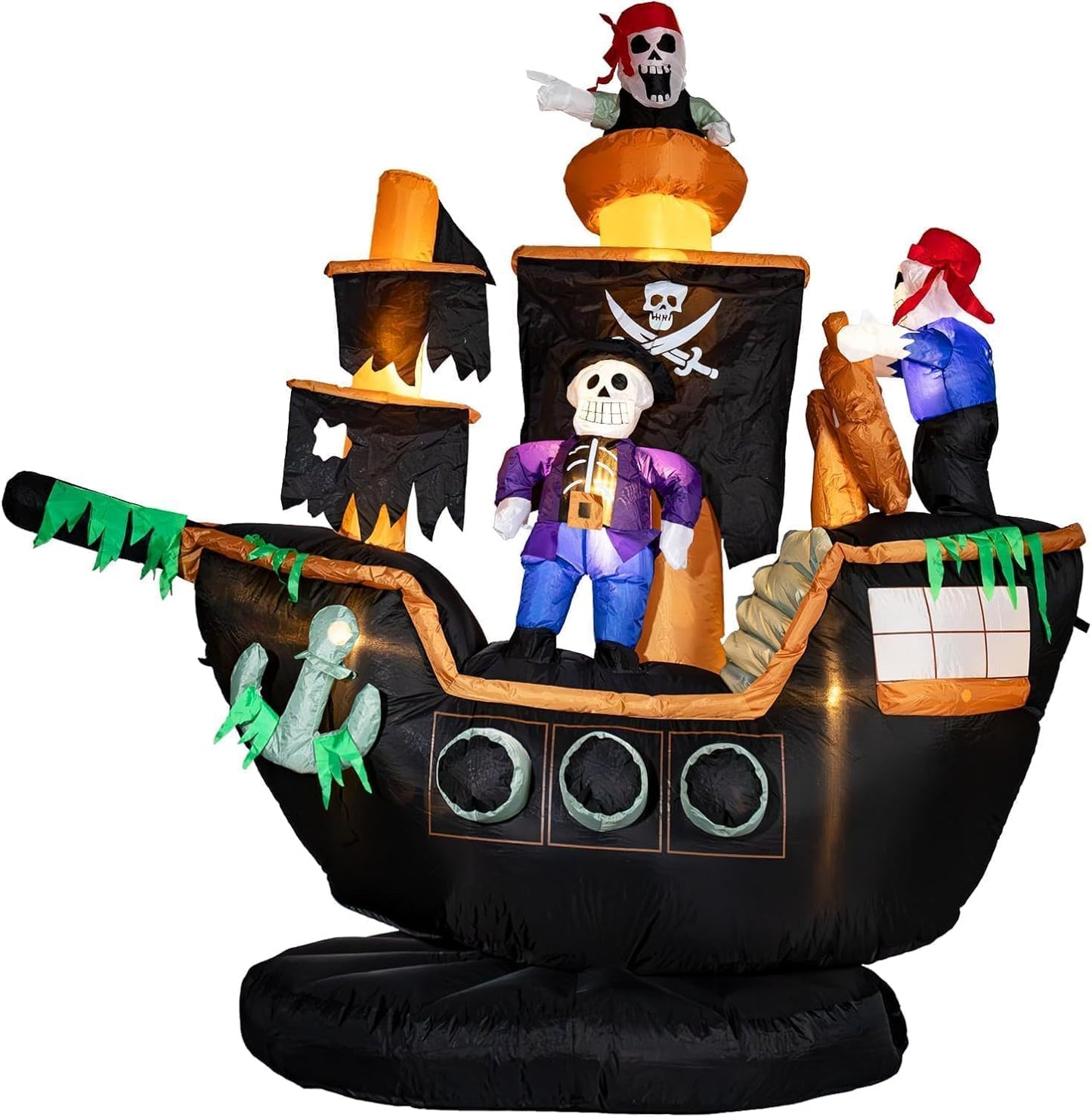 7FT Skeletons & Ghosts on Pirate Ship Inflatables for Halloween