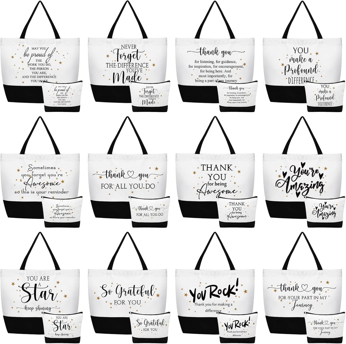 Cunno 24 Pcs Gifts Bag Bulk for Women Aesthetic Canvas Tote