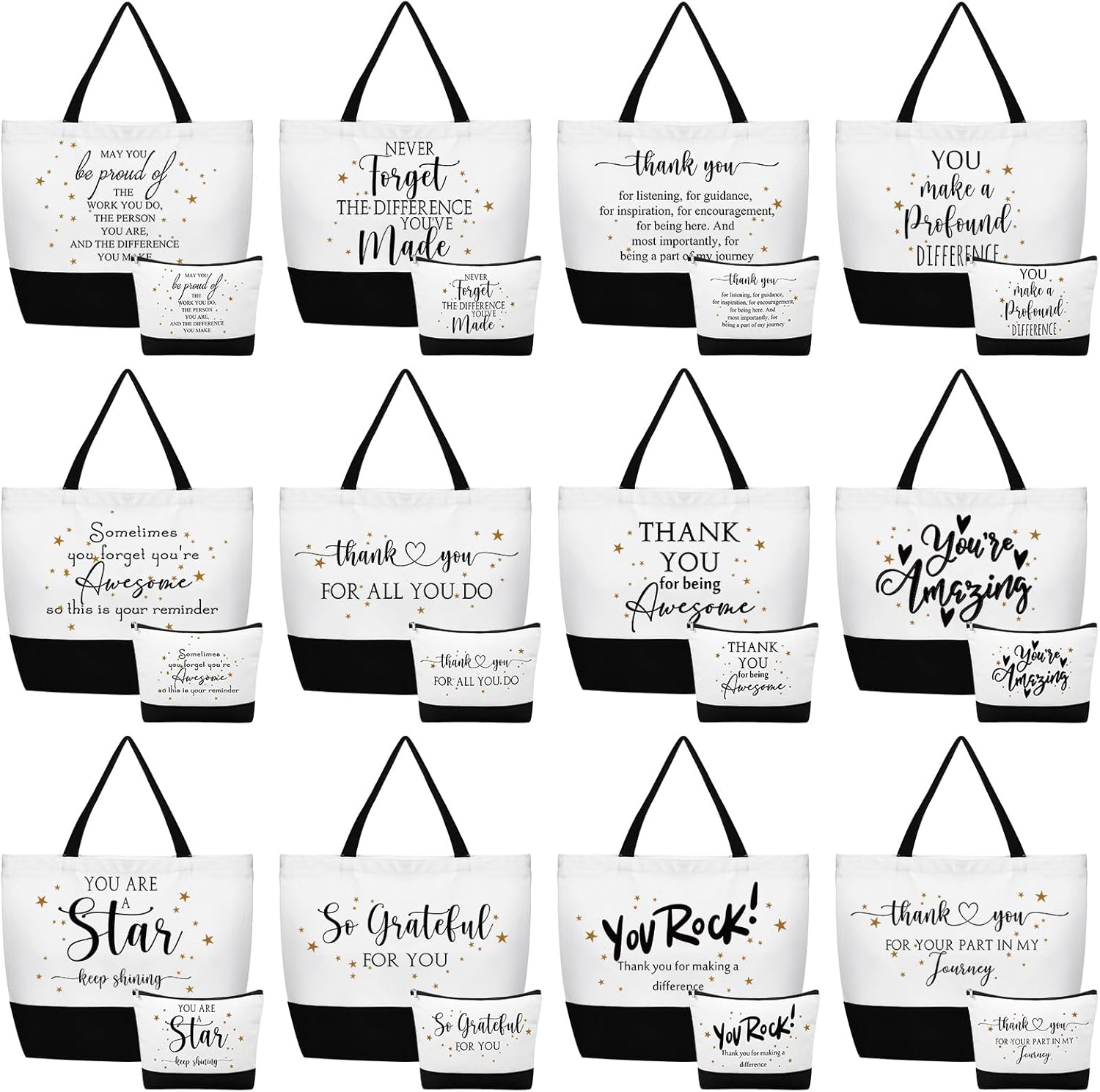 Cunno 24 Pcs Gifts Bag Bulk for Women Aesthetic Canvas Tote