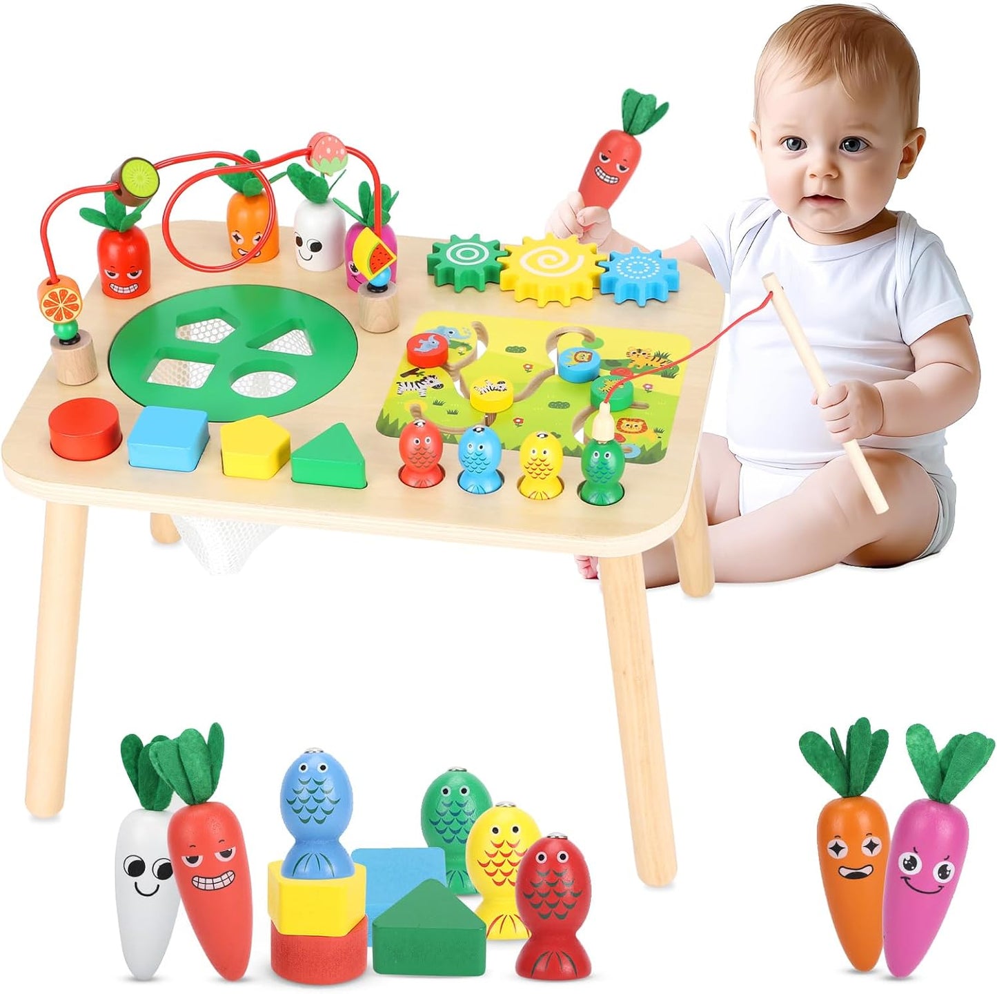 Montessori Activity Table for 1-3 Year Olds - 7 in 1 Fun