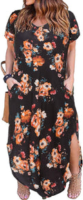 Plus Size Maxi Dress V Neck Loose Casual - Comfortable Beachwear