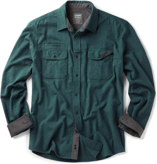 CQR Men's 100% Cotton Flannel Shirt for Outdoor Activities