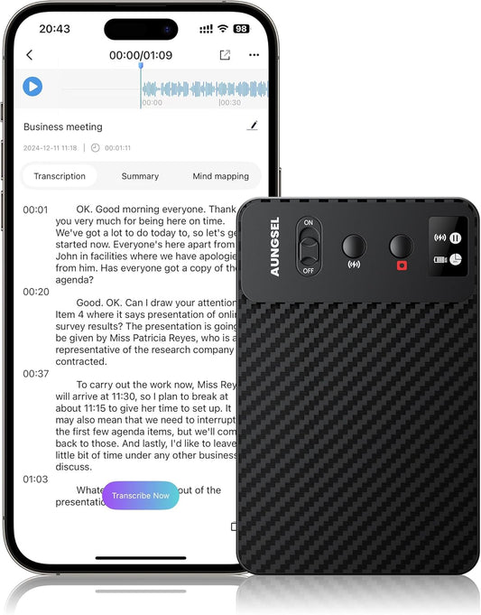 AI Voice Recorder with 64GB Memory and Wireless Charging