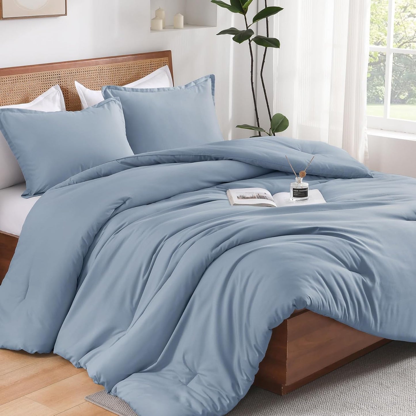 Andency Grayish Blue California King Comforter Set for Cozy Sleep