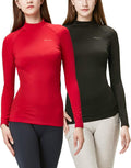 DEVOPS Women's 2 Pack Thermal Turtle Long Sleeve Shirts - Warm Base so