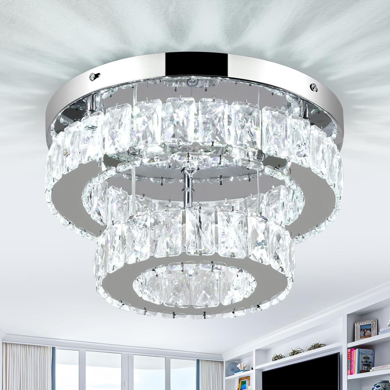 LEONTYNE 12 Inch Mini Chandelier LED Crystal Ceiling Light