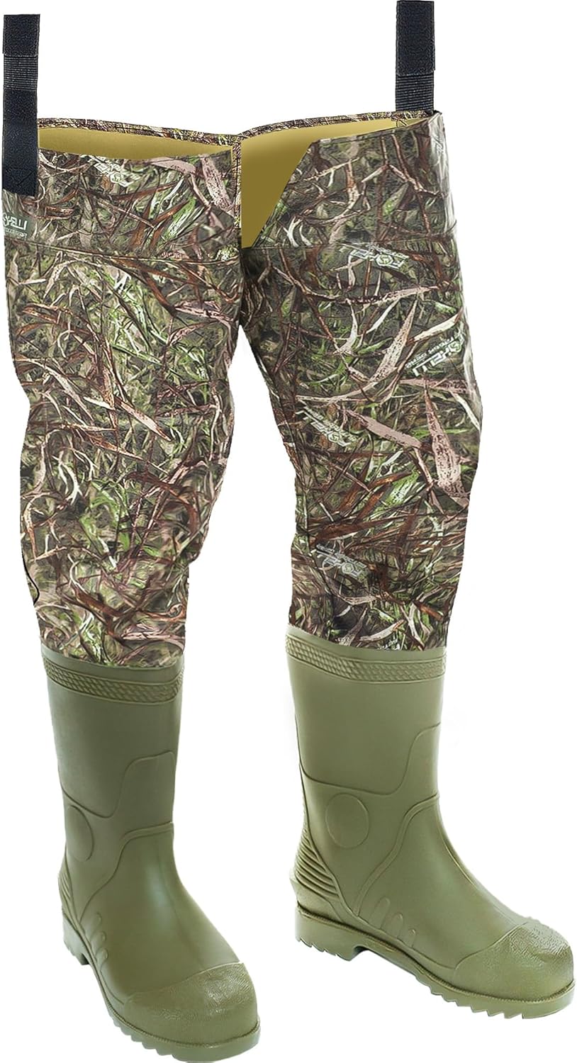 Foxelli Waterproof Camo Hip Waders for Fishing & Hunting