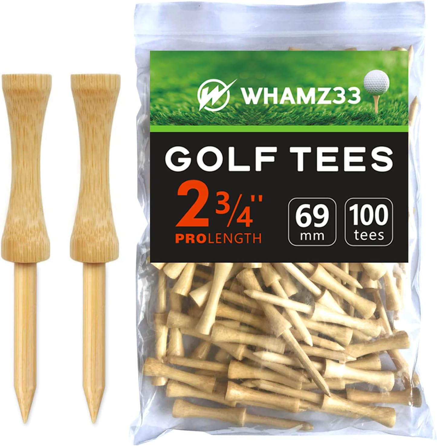 Bamboo Golf Tees 100-Pack - Choose Your Perfect Height for Consistent Strikes!