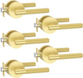 Brushed Gold Door Handles Interior - Knurled Privacy Set of 5