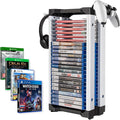 Video Game Storage Tower - 24 Game Holder Stand with Controller Hooks