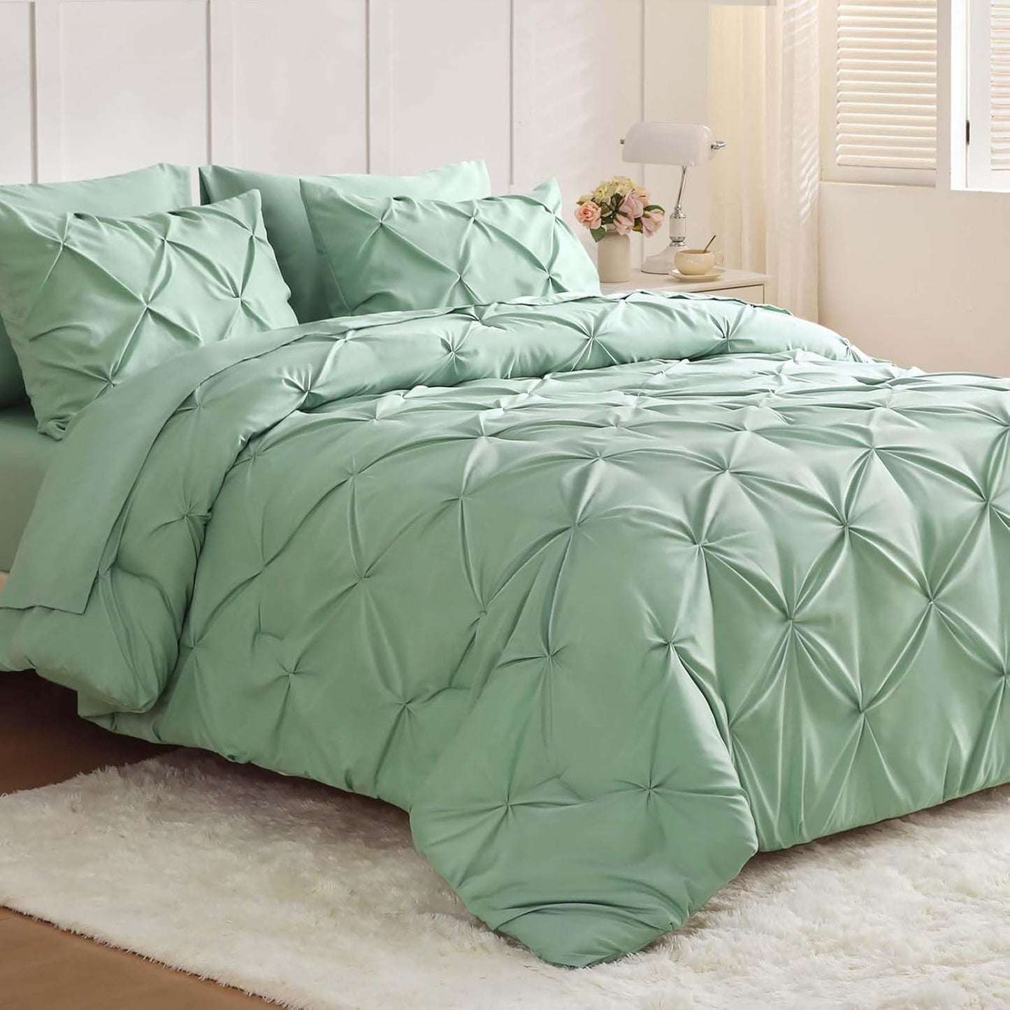 JOLLYVOGUE Queen Comforter Set 7 Pieces for All Season Chic Style