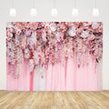 Pink Floral Wall Backdrop 10x7ft for Bridal Shower Photography