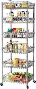 Shelf Storage Wire Shelving - Narrow 13.5in x 63in Rolling Unit