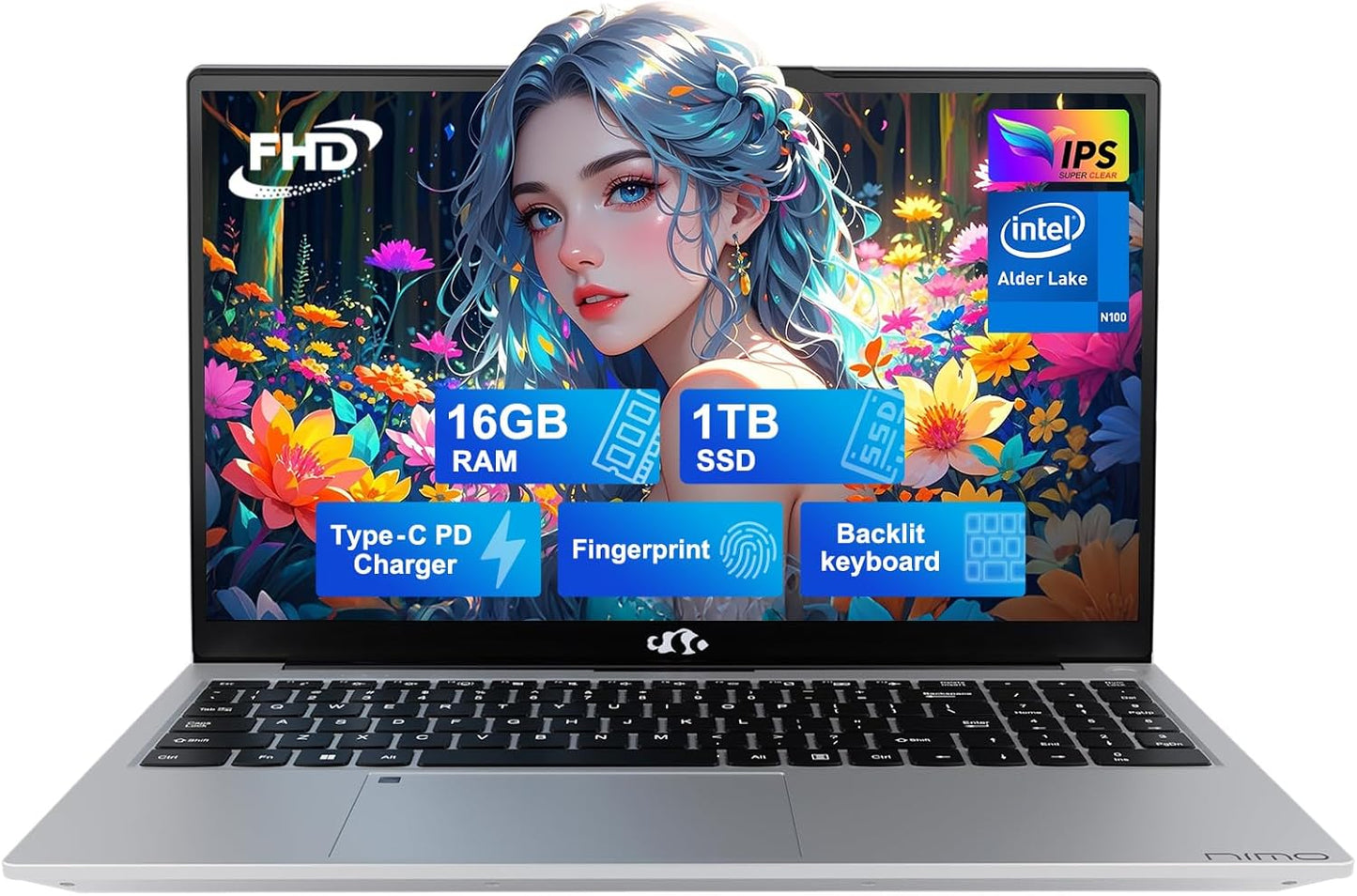 NIMO 15.6 IPS FHD Student Laptop with 16GB RAM and 1TB SSD