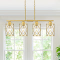 Brushed Gold 4-Light Kitchen Island Pendant - Modern Industrial