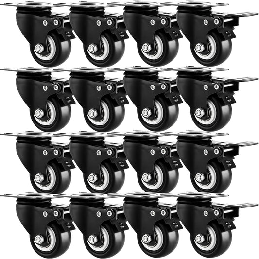 1.5 in Heavy-Duty Industrial Caster Wheels Set of 16 with Brake