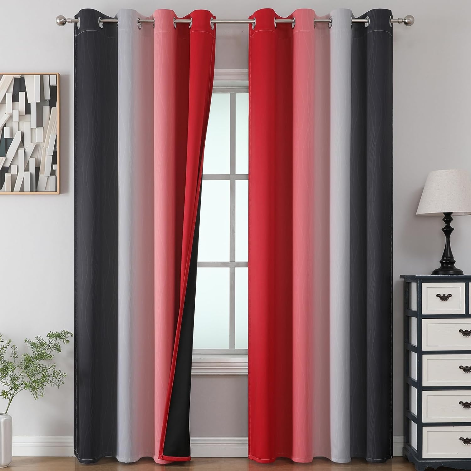 Ombre Blackout Curtains Set for Bedroom and Living Room Decor