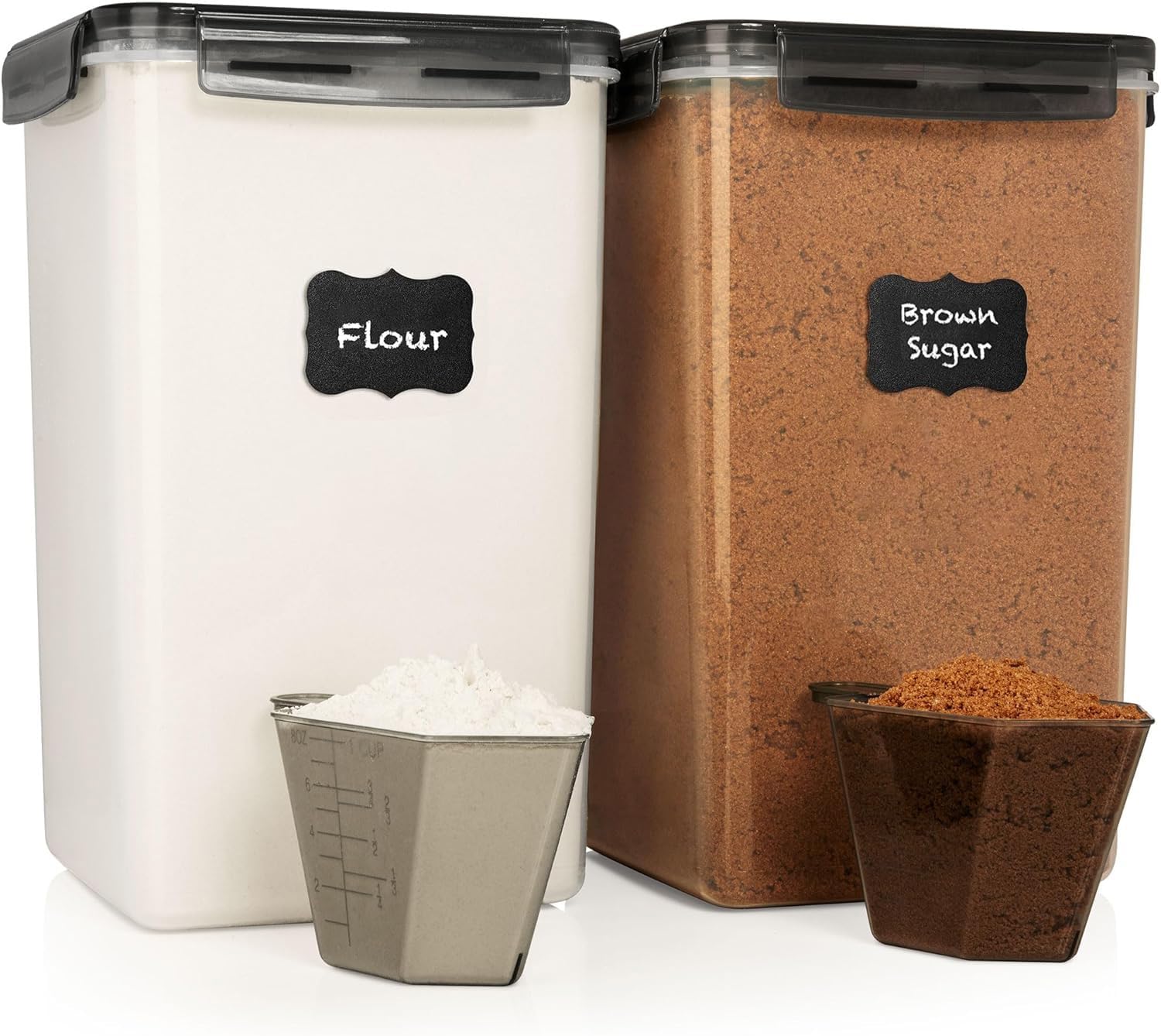 Large Flour Sugar Storage Containers - 2 PC Set for Kitchen