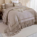 Masaca Oversized King Comforter 120x120 Taupe Ruffle - Soft & Fluffy
