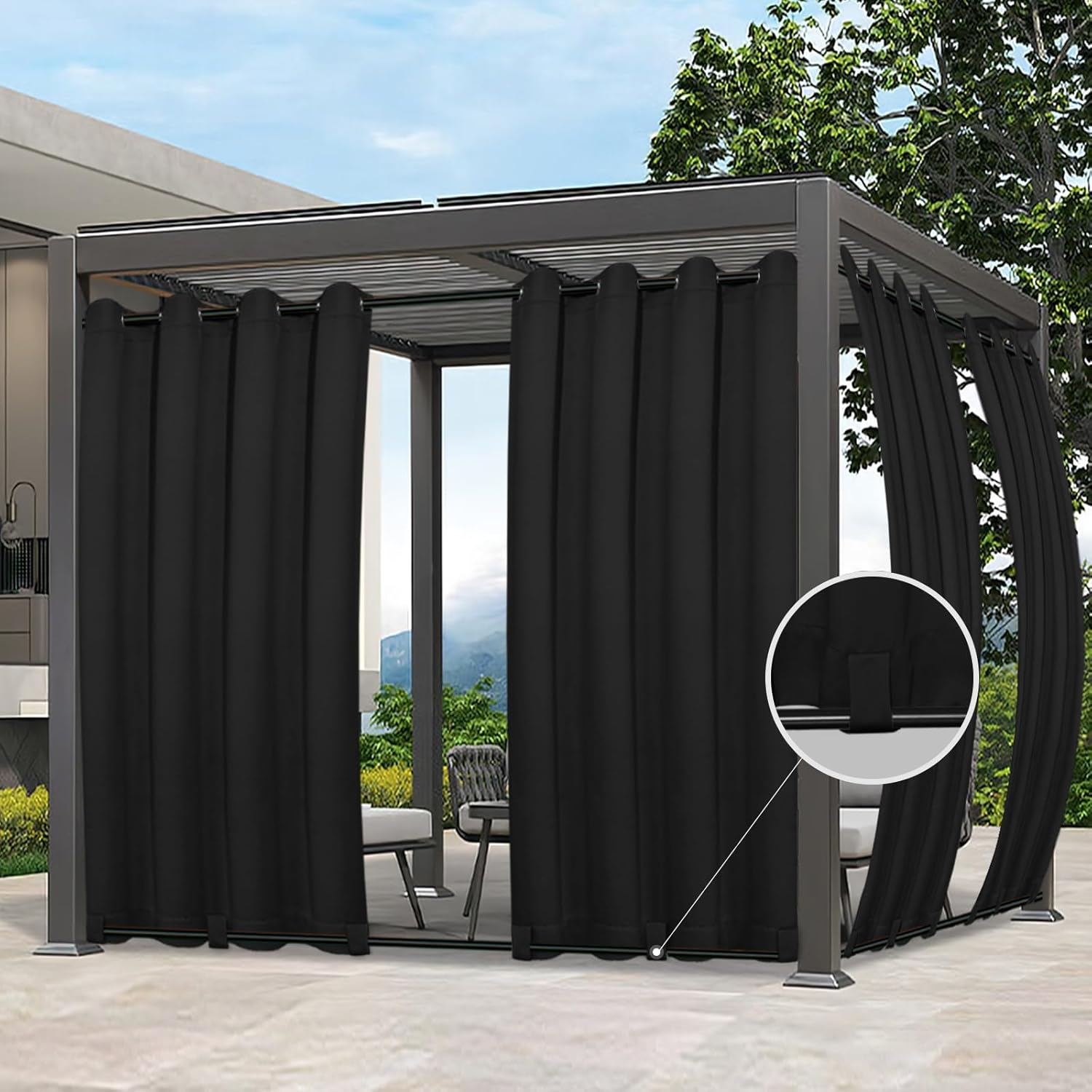 Easy-Going Outdoor Curtains Waterproof for Patio and Gazebo