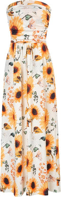 GRACE KARIN Strapless Ruched Maxi Dress for Women - Comfortable Casual