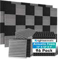 96 Pack Acoustic Foam Panels 1 x 12 x 12 in Wedge - Black Gray