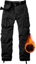 TRGPSG Men's Fleece Lined Hiking Pants - Warm Windproof Cargo Pants