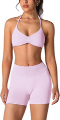 ABOCIW Womens Seamless Workout Sets 2 Piece Strappy Halter