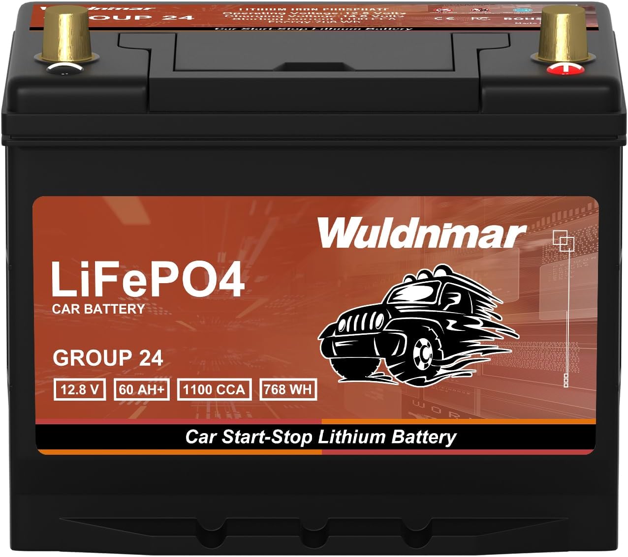Powerful G24 12V Lithium Car Battery - 1100CCA, 60AH, 60 Mo Warranty