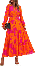 BTFBM Women Fall Dresses 2025 Casual Long Sleeve V Neck Maxi
