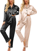 Satin Pajamas Set for Women 2 Pack - Soft Classic Button Down PJs