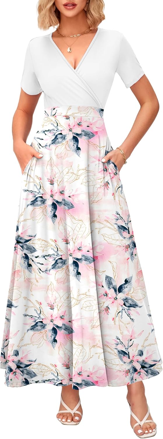 WNEEDU Women's Summer Maxi Dress with Pockets for Every Occasion